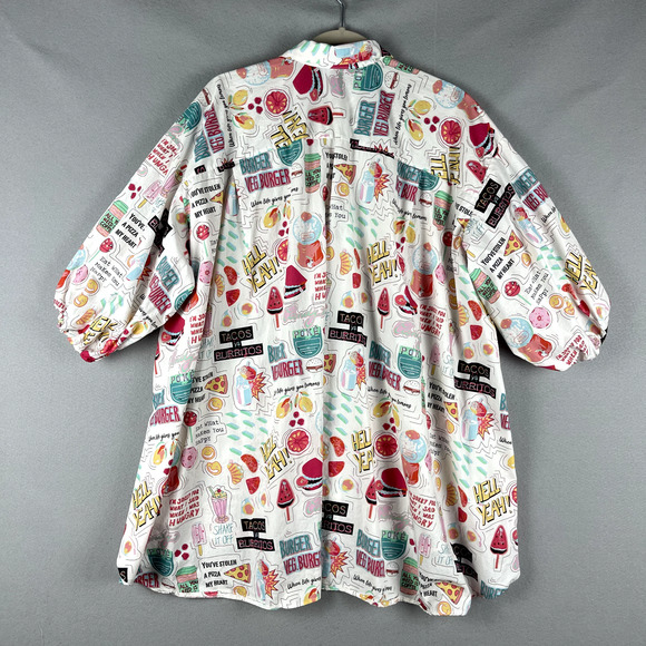 Zara Graphic Print Tunic Top Womens Small Oversized Balloon Sleeve Colorful Art - Picture 9 of 13